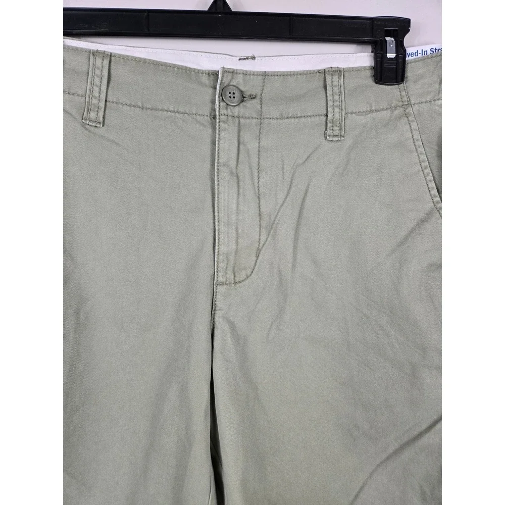 Old Navy Mens Lived-In Straight Chino Shorts Olive Green 10 Inch Inseam 34 NEW